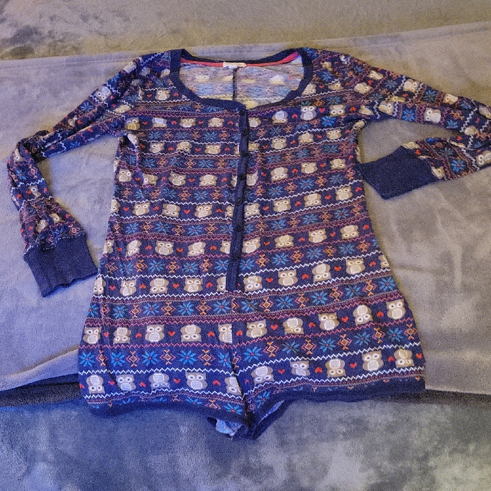 Blue Owl Patterned Pajama Onesie